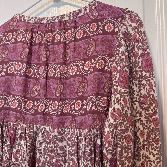 Lucky Brand Pink Multi Print Mix Boho Peasant Style Blouse Women’s Size Large - Picture 8 of 13
